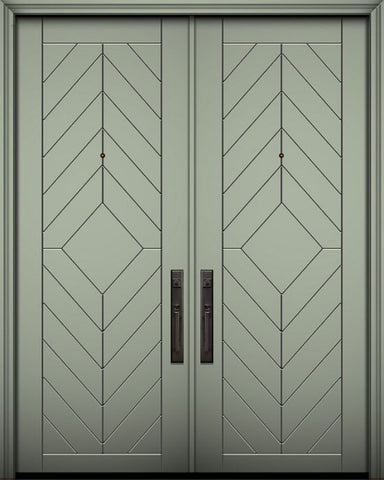 WDMA 84x96 Door (7ft by 8ft) Exterior Smooth 42in x 96in Double Lynnwood Solid Contemporary Door 1