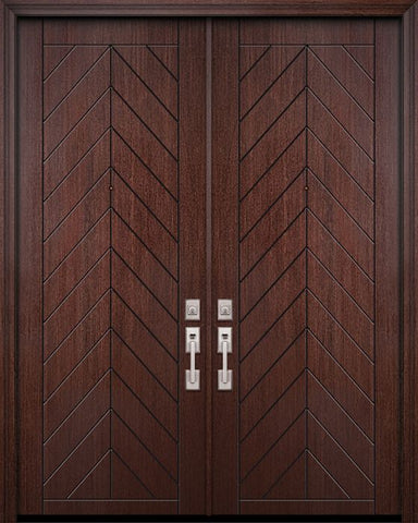 WDMA 84x96 Door (7ft by 8ft) Exterior Mahogany 42in x 96in Double Chevron Contemporary Door 1