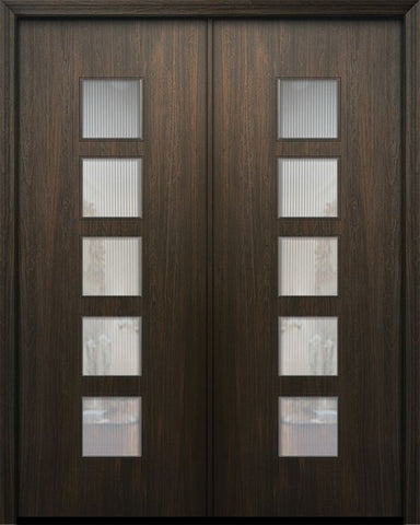 WDMA 84x96 Door (7ft by 8ft) Exterior Mahogany 42in x 96in Double Venice Solid Contemporary Door w/Textured Glass 1