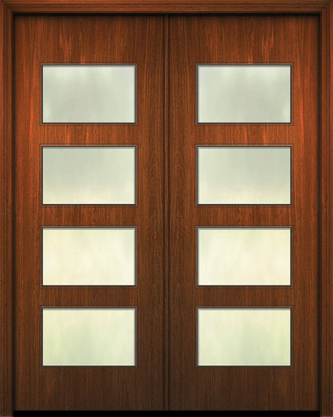 WDMA 84x96 Door (7ft by 8ft) Exterior Mahogany 42in x 96in Double Santa Monica Solid Contemporary Door w/Textured Glass 1