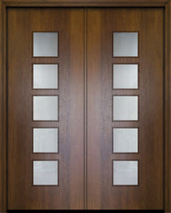 WDMA 84x96 Door (7ft by 8ft) Exterior Mahogany 42in x 96in Double Venice Contemporary Door w/Textured Glass 1