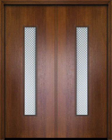 WDMA 84x96 Door (7ft by 8ft) Exterior Mahogany 42in x 96in Double Malibu Contemporary Door w/Metal Grid 1