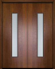 WDMA 84x96 Door (7ft by 8ft) Exterior Mahogany 42in x 96in Double Malibu Contemporary Door w/Metal Grid 1