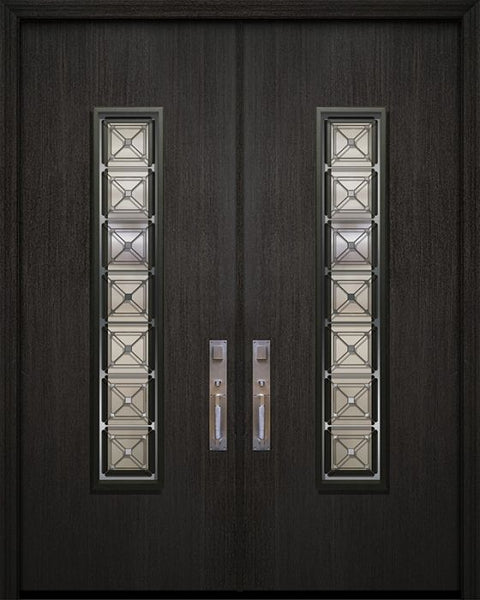 WDMA 84x96 Door (7ft by 8ft) Exterior Mahogany 42in x 96in Double Malibu Contemporary Door with Speakeasy 1