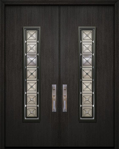 WDMA 84x96 Door (7ft by 8ft) Exterior Mahogany 42in x 96in Double Malibu Contemporary Door with Speakeasy 1