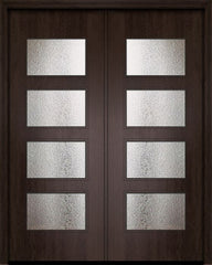 WDMA 84x96 Door (7ft by 8ft) Exterior Mahogany 42in x 96in Double Santa Monica Contemporary Door w/Textured Glass 1