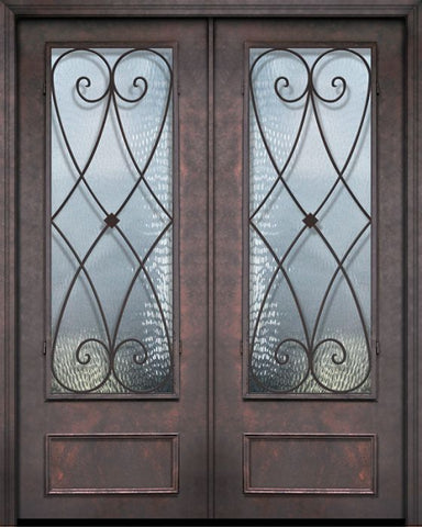 WDMA 84x96 Door (7ft by 8ft) Exterior 42in x 96in ThermaPlus Steel Charleston 1 Panel 3/4 Lite Double Door 1