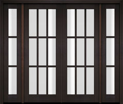 WDMA 86x80 Door (7ft2in by 6ft8in) Exterior Swing Mahogany 9 Lite TDL Double Entry Door Sidelights 2