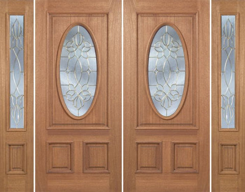 WDMA 88x80 Door (7ft4in by 6ft8in) Exterior Mahogany Maryvale Double Door/2side w/ CO Glass 1
