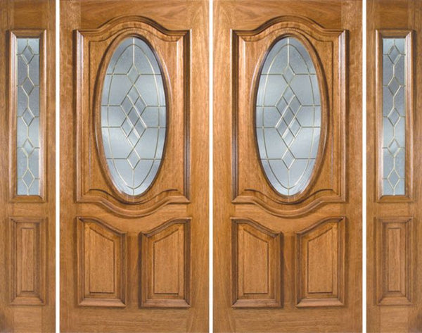 WDMA 88x80 Door (7ft4in by 6ft8in) Exterior Mahogany La Jolla Double Door/2side w/ A Glass 1