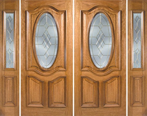 WDMA 88x80 Door (7ft4in by 6ft8in) Exterior Mahogany La Jolla Double Door/2side w/ A Glass 1