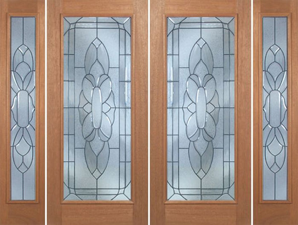 WDMA 88x80 Door (7ft4in by 6ft8in) Exterior Mahogany Livingston Double Door/2side w/ BO Glass - 6ft8in Tall 1