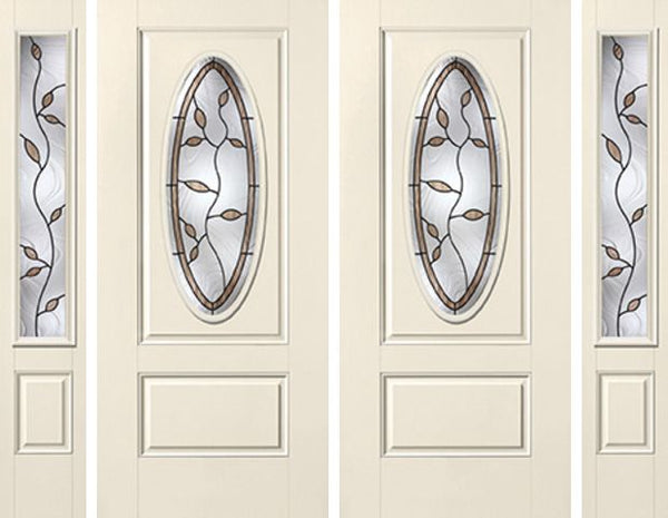 WDMA 88x80 Door (7ft4in by 6ft8in) Exterior Smooth Avonlea 3/4 Captured Oval Lite 1 Panel Star Double Door 2 Sides 1