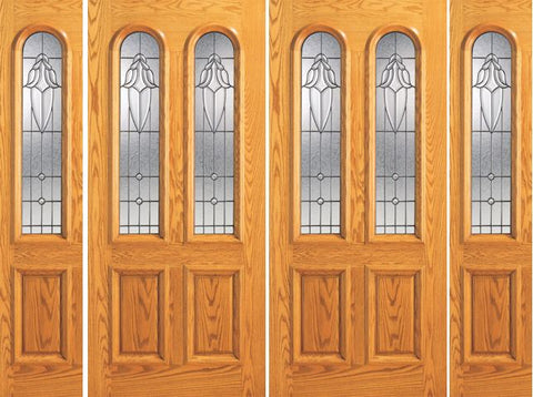 WDMA 88x80 Door (7ft4in by 6ft8in) Exterior Mahogany Arch Twin Lite Entry Double Door Two Side lights 1