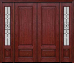 WDMA 88x96 Door (7ft4in by 8ft) Exterior Cherry 96in Two Panel Double Entry Door Sidelights Cadence Glass 1