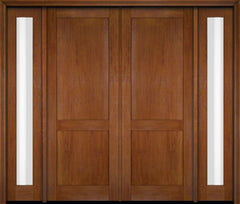 WDMA 94x80 Door (7ft10in by 6ft8in) Exterior Swing Mahogany Modern 2 Flat Panel Shaker Double Entry Door Sidelights 5