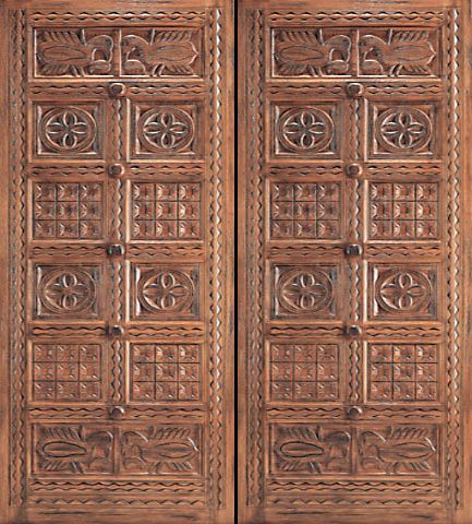 WDMA 96x120 Door (8ft by 10ft) Exterior Mahogany Indian Style Hand Carved Double Door 1