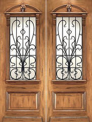 WDMA 96x120 Door (8ft by 10ft) Exterior Mahogany AN-2009-2 Hand Carved Art Nouveau Forged Iron Glass Double Door 1