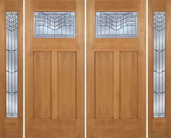 WDMA 96x80 Door (8ft by 6ft8in) Exterior Mahogany Pearce Double Door/2 Full-lite side w/ E Glass 1