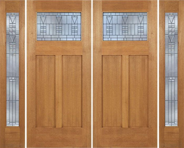 WDMA 96x80 Door (8ft by 6ft8in) Exterior Mahogany Pearce Double Door/2 Full-liteside w/ B Glass 1