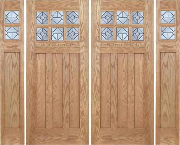 WDMA 96x80 Door (8ft by 6ft8in) Exterior Oak Randall Double Door/2side w/ H Glass 1