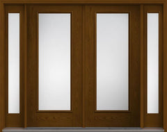 WDMA 96x80 Door (8ft by 6ft8in) French Oak Clear Full Lite W/ Stile Lines Fiberglass Exterior Double Door 2 Sides 1