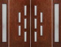 WDMA 96x80 Door (8ft by 6ft8in) Exterior Cherry Contemporary Modern 5 Lite Double Entry Door Sidelights FC553 1