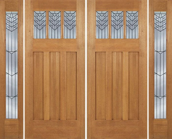 WDMA 96x84 Door (8ft by 7ft) Exterior Mahogany Barnsdale Double Door/2 Full-lite side w/ E Glass 1