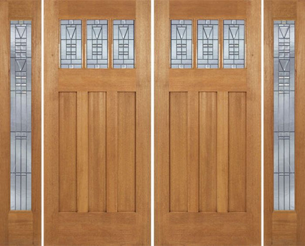 WDMA 96x84 Door (8ft by 7ft) Exterior Mahogany Barnsdale Double Door/2 Full-lite side w/ B Glass 1