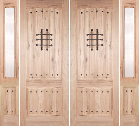 WDMA 96x96 Door (8ft by 8ft) Exterior Walnut Rustica II Double Door/2side Clear Glass 1