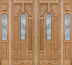 WDMA 96x96 Door (8ft by 8ft) Exterior Oak Carrick Double Door/2side w/ C Glass - 8ft Tall 1