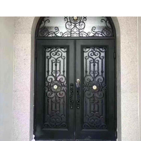 WDMA Church Use Simple Design And Arched Top Laser Cut Iron Wrought Sheet Iron Double Door Models