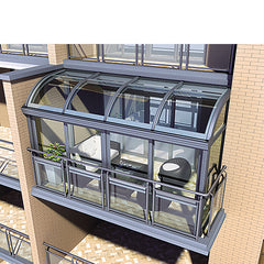 China WDMA Outdoor Enclosure Garden Aluminium Frame Curved Glass Room Conservatory Roof Glass Sunroom System For Greenhouse On Sale
